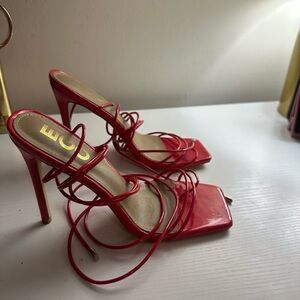 EGO Vibrant Red Strappy Heels